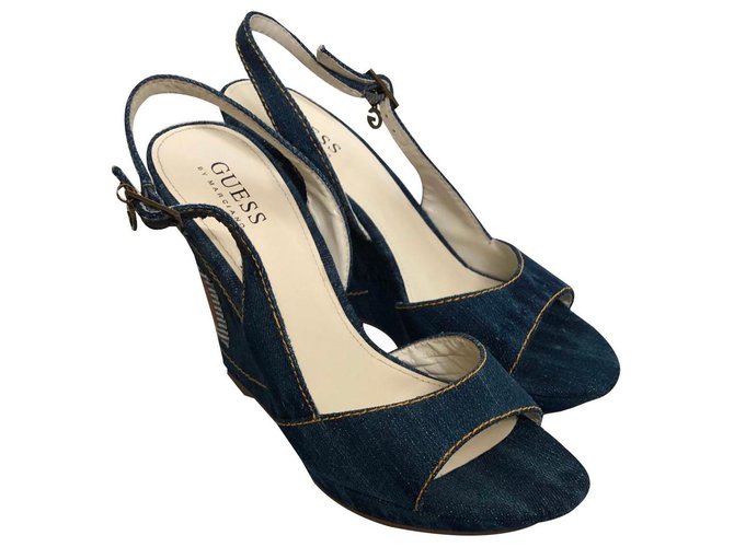 Guess Wedges Blue Leather  ref.143017