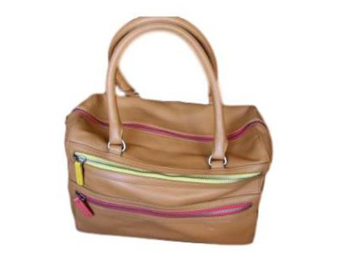 Tommy Hilfiger handbag Pink Yellow Caramel Leather  ref.143076