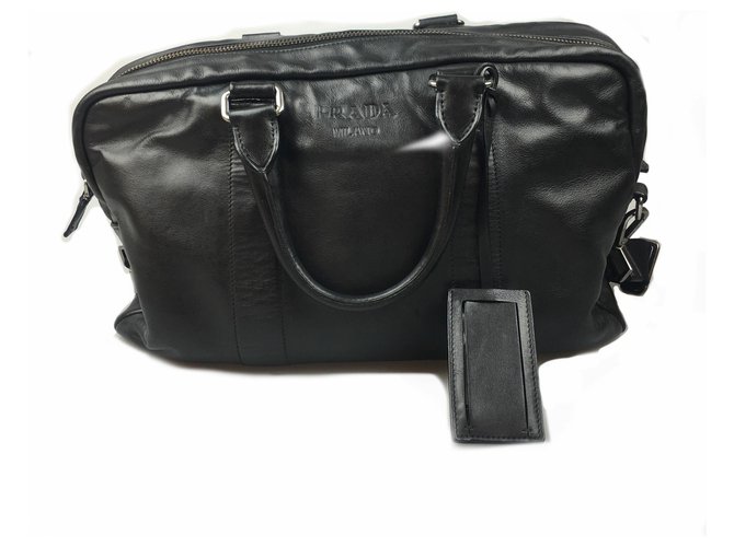 Prada Black Leather Business Bag  ref.143207