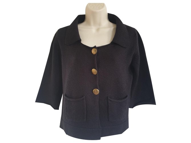 Chloé Cropped Cardi Coat Black Cotton  ref.143242