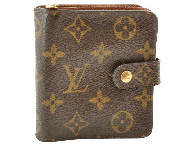 Louis Vuitton Compact Zip M61667 Monogram Canvas Bifold Wallet Brown