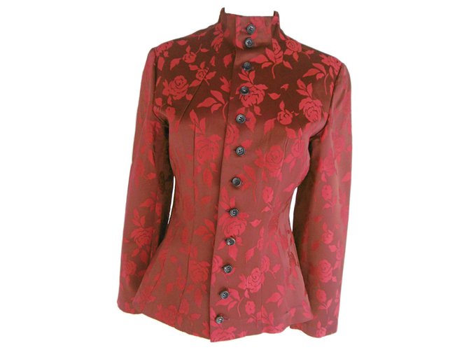 Comme des Garcons Roses Jacket Dark red Polyester Acetate  ref.143338
