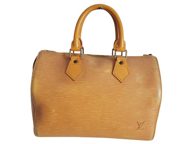 Louis Vuitton speedy epi 25 Yellow Leather  ref.143360