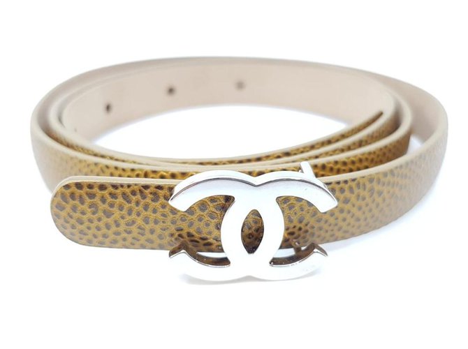 Chanel gold belt Golden Leather  ref.143598