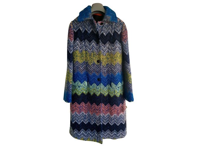 Abrigo de lana azul Missoni