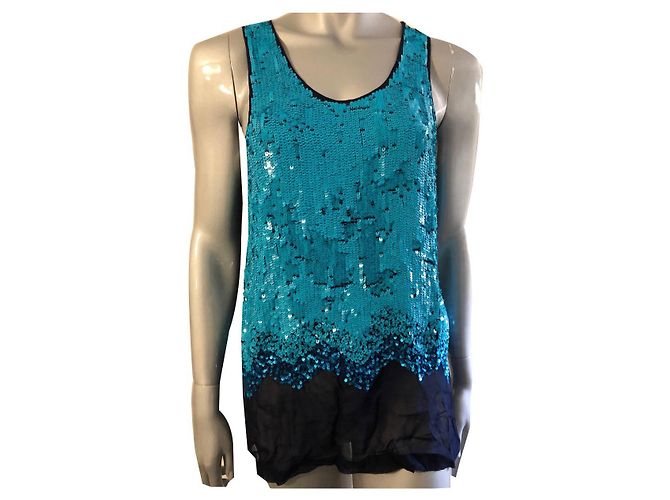 Twin Set Teal Blue Sequins Tunic Top
