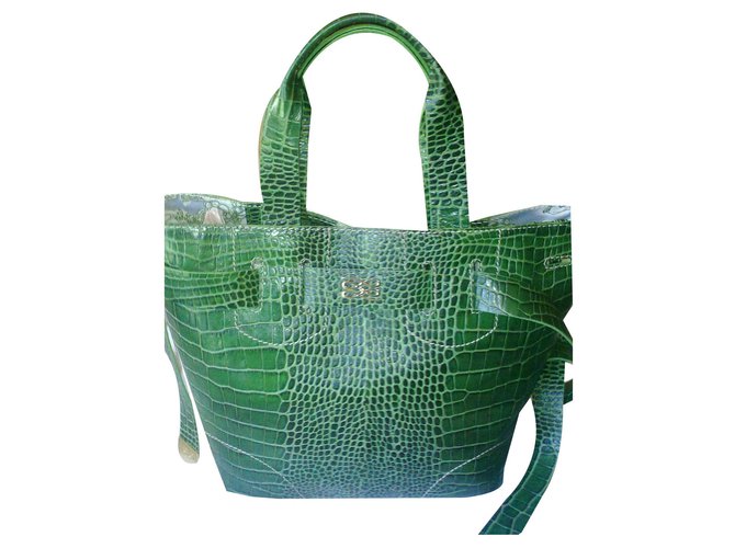 Lancel Handbags Olive green Leather  ref.143451