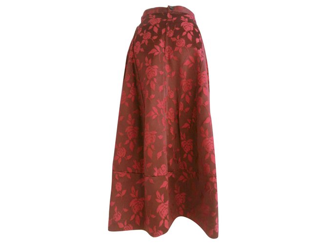 Falda de rosas Comme des Garcons Roja Poliéster Acetato  ref.143559