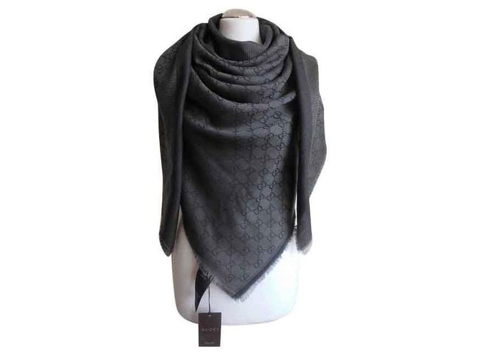 scarf gucci dark grey new Silk Wool  ref.143633