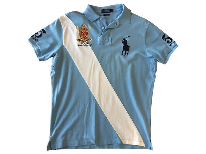 Polo Ralph Lauren Custom Fit Polo in cotone azzurro