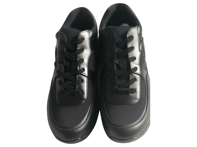 Cambon Chanel sneakers Cuir Noir  ref.143678