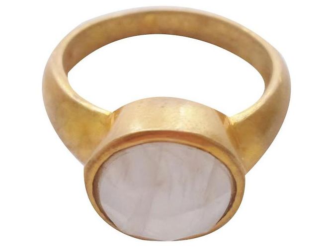 Autre Marque Anel de pedra da lua arco-íris em vermeil Dourado