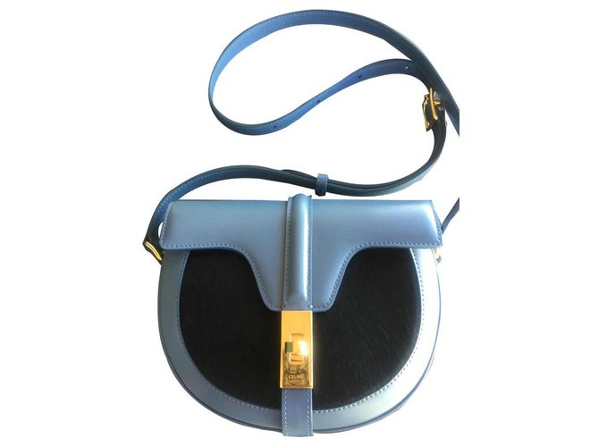 Céline CELINE BAG 16 BESACE SMALL MODEL IN CALF AND HAIR PONY Blue Leather  ref.143732