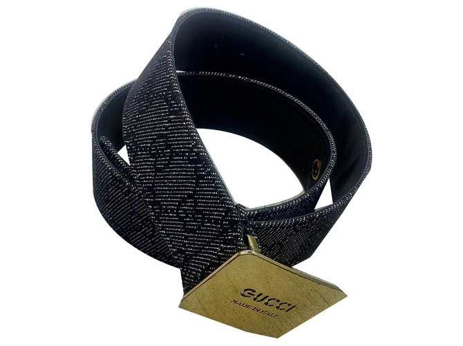 Gucci GG monograms Black Leather Cloth  ref.143871