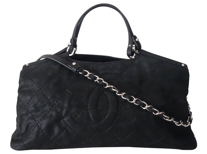 BAG CHANEL SHOPPING LEATHER BLACK  ref.143896