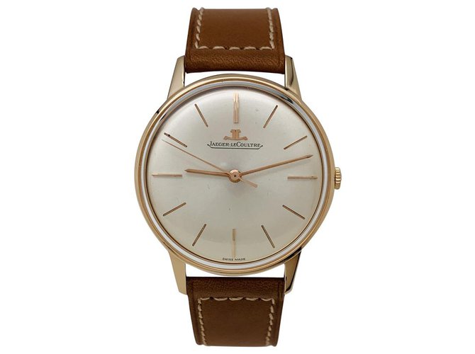 Jaeger Lecoultre watch in pink gold, Leather bracelet.  ref.143924