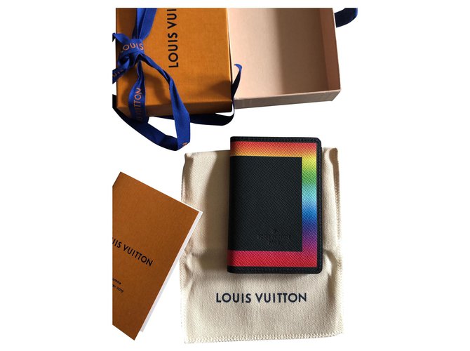 Louis Vuitton pocket organiser Black Leather  ref.143927