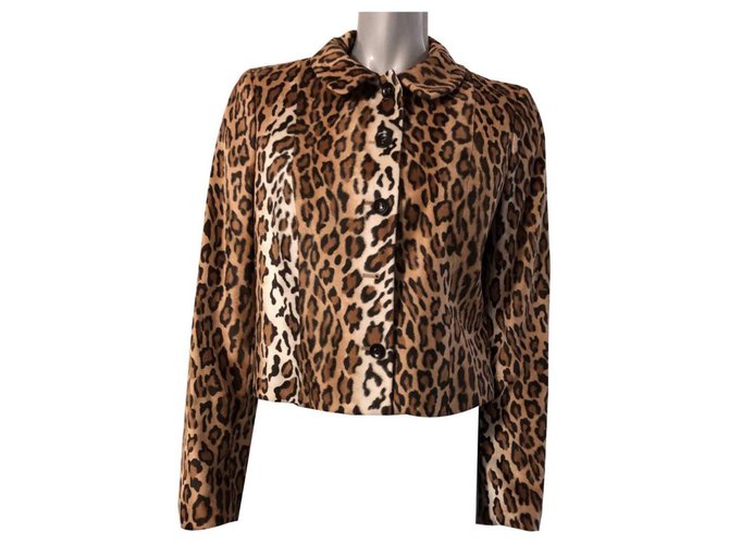 Moschino Cheap And Chic Leopard print Jacket Brown Rayon  ref.143938