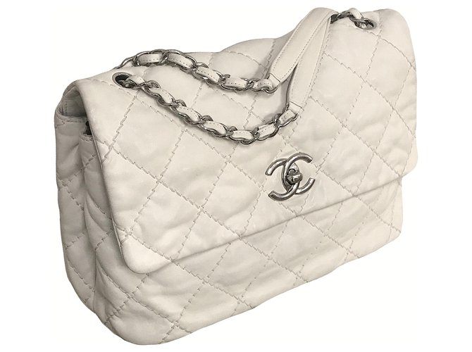 Maxi Timeless Bag mit Chanel Box Beige Creme Leder  ref.143947