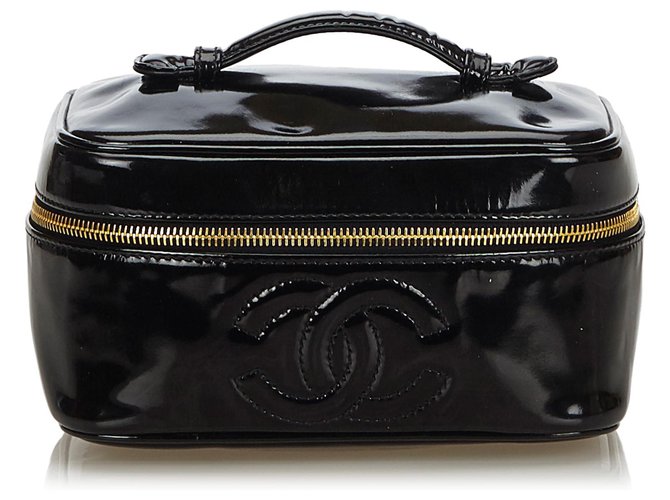 Borsa Vanity CC in vernice nera per Chanel Nero Pelle Pelle verniciata  ref.143978