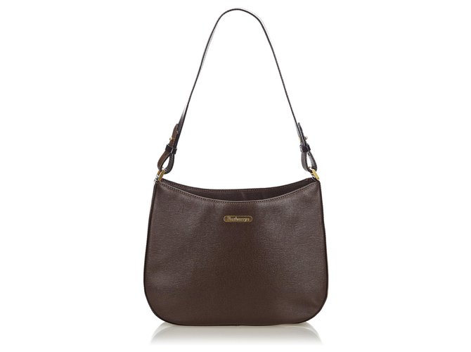 Burberry Brown Leather Shoulder Bag Dark brown  ref.143995