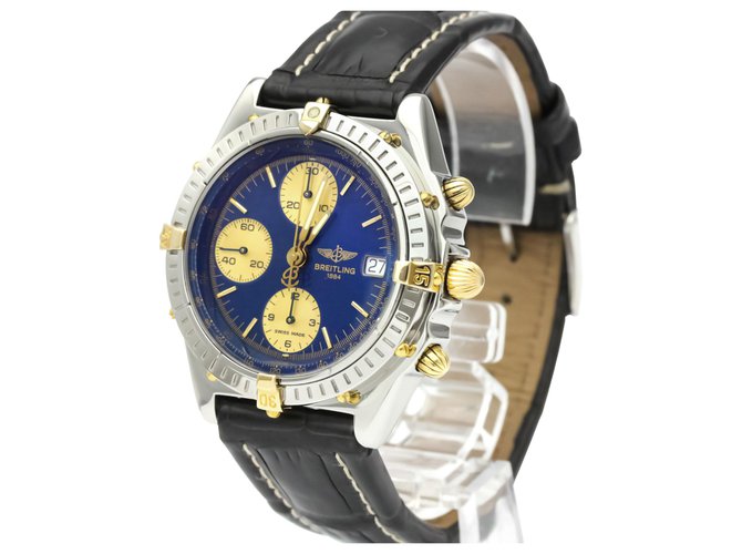 Breitling Silver Stainless Steel Chronomat Automatic B13050 Silvery Blue Leather Metal  ref.144005
