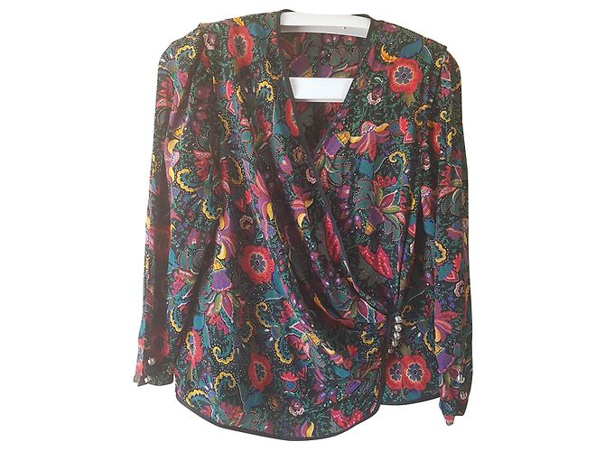 Vintage Seidenbluse mit Blumenmuster Mehrfarben