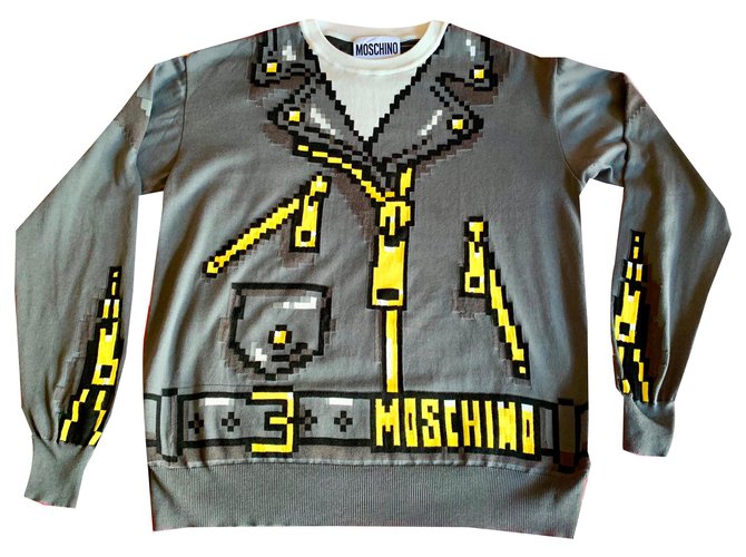 Moschino Sweater SIM'S Collection Capsule Edition very limited. Grey Cotton  ref.144069