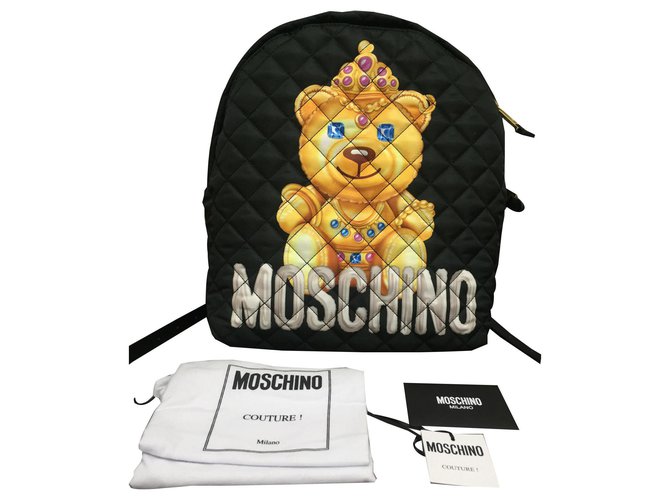 Moschino Bear backpack Black Cotton Viscose  ref.144218