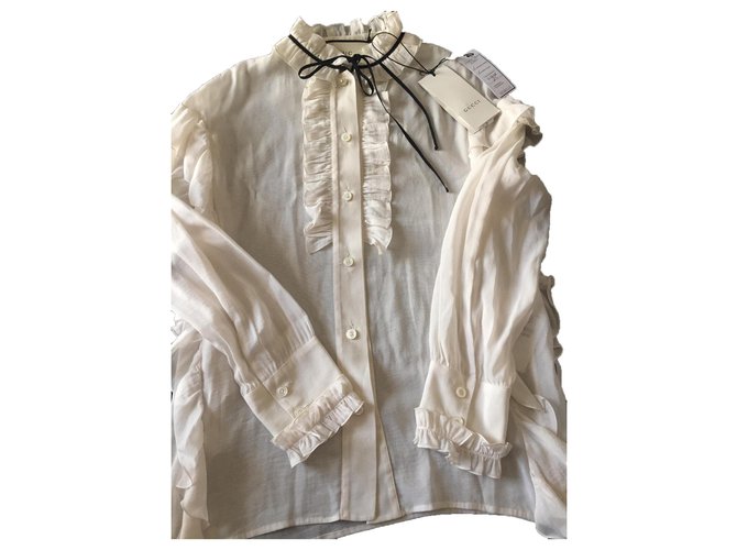 Gucci Transparent shirt White Cotton Viscose  ref.144223