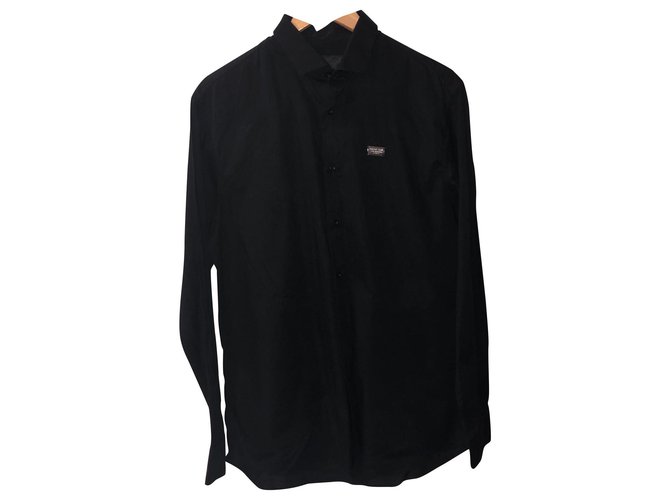 Philipp Plein Camicia da uomo Nero Cotone  ref.144266