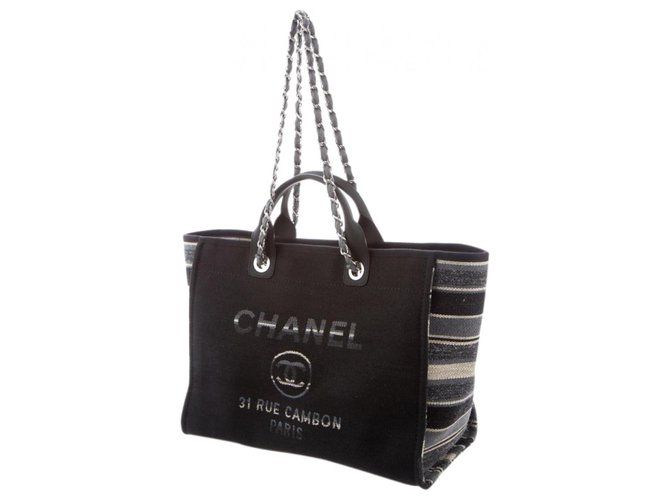 Chanel Deauville Toile Noir  ref.144360