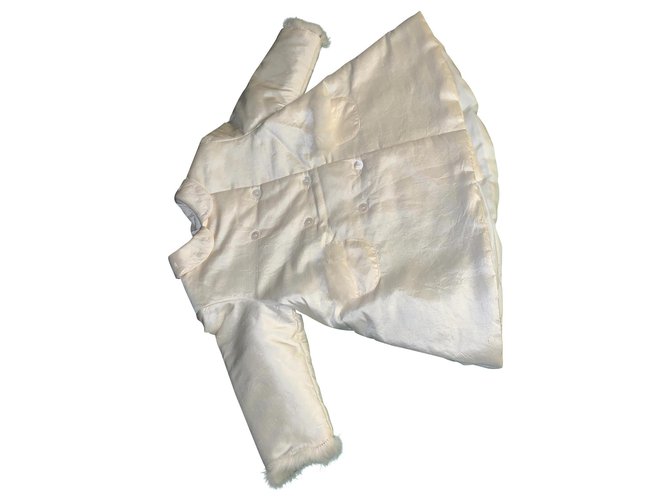 Baby Dior Cappotto (cerimonia o altro) Bianco sporco Seta Pelliccia  ref.144419