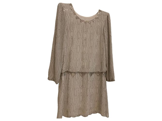 Abito da ragazza Rene Derhy grigio con strass maniche lunghe Argento