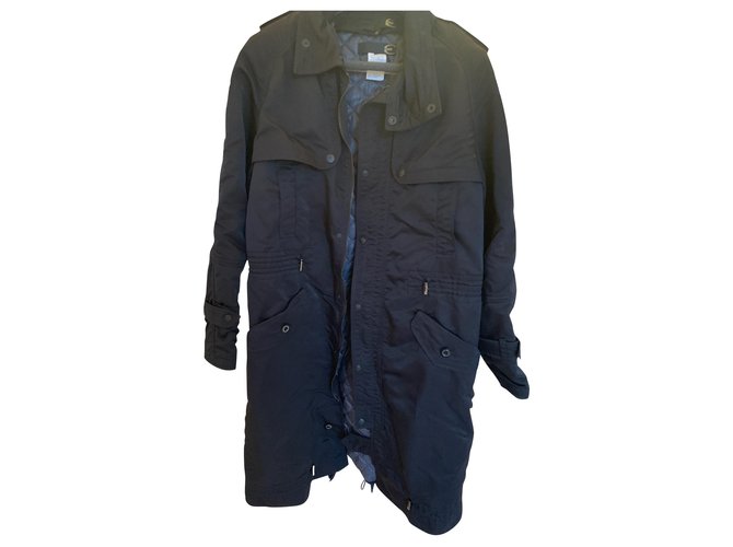 Just Cavalli Coat and raincoat man Black Cloth Polyamide Acetate  ref.144426