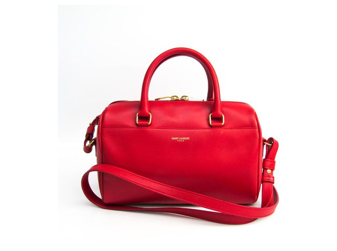 Yves Saint Laurent YSL Red Leather Classic Baby Duffle  ref.144447