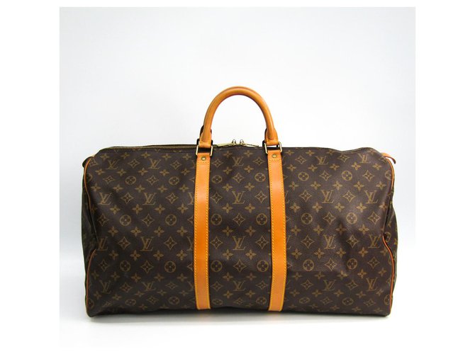 Louis Vuitton Brown Monogram Keepall 55 Leather Cloth  ref.144474