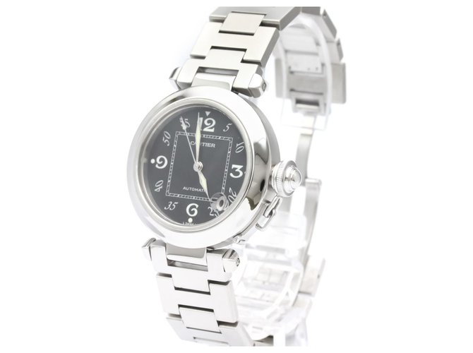 Cartier Silver Stainless Steel Pasha C Automatic W31043M7 Black Silvery Metal  ref.144476