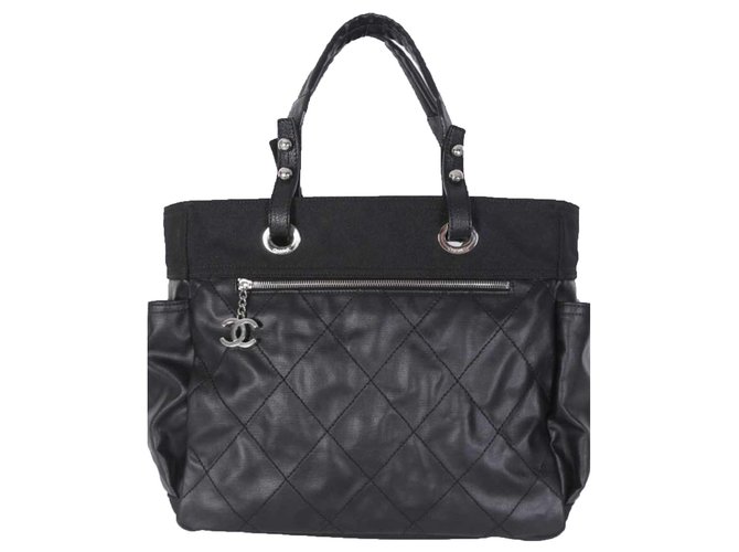 Chanel-Einkaufstasche Schwarz Synthetisch Tuch  ref.144491