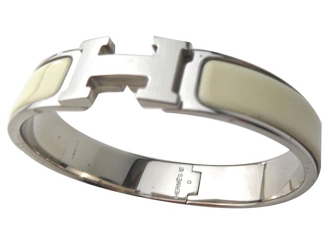 Bracciale Hermès Clic Clac PM Argento e Avorio Crema 