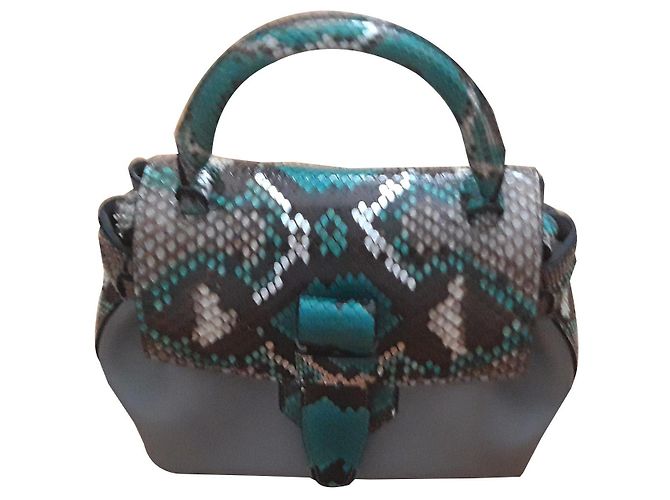 Lancel Nano Charlie Python Cinza Azul Claro