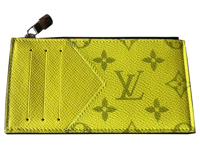 Louis Vuitton card and coin wallet new Yellow Leather  ref.144524