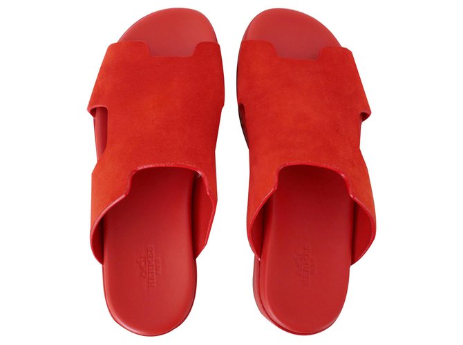 Hermès sandals Red Deerskin  ref.144530