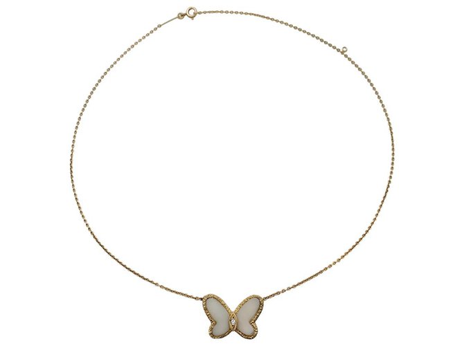 Van Cleef & Arpels Halskette, "Butterfly", Gelbes Gold, weiße Koralle und Diamant.  ref.144558