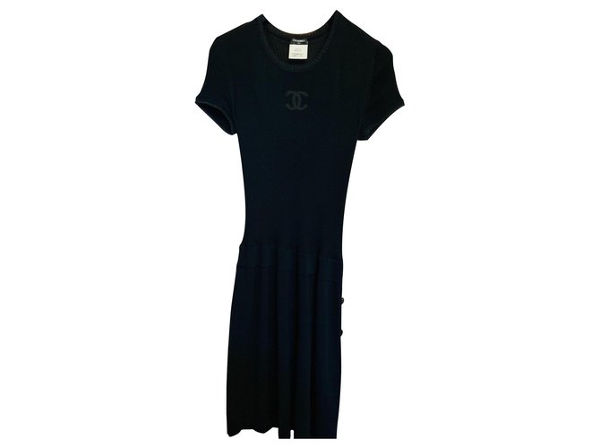 Chanel Robes Elasthane Noir  ref.144581