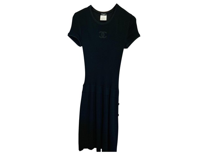 Chanel Vestidos Preto Elastano  ref.144581