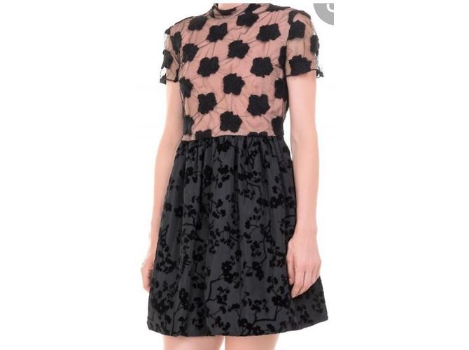 Max Mara Spitzenkleid schwarz und beige