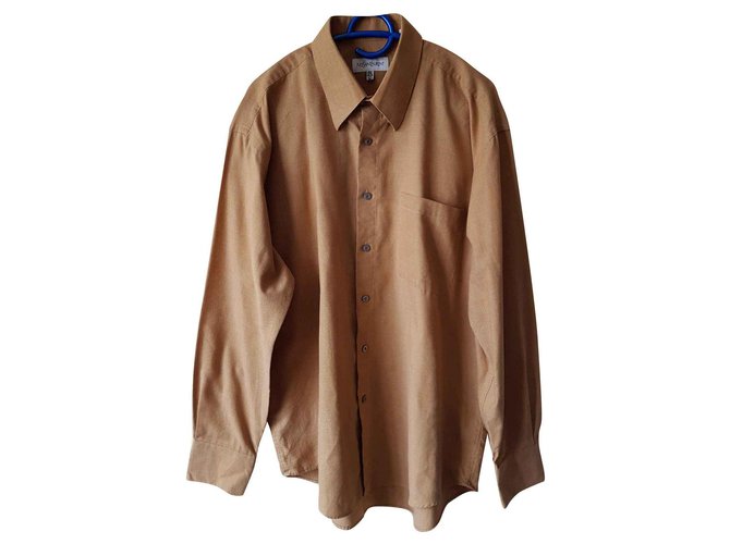 Yves Saint Laurent Camisas Marrom Multicor Algodão Poliéster  ref.144648