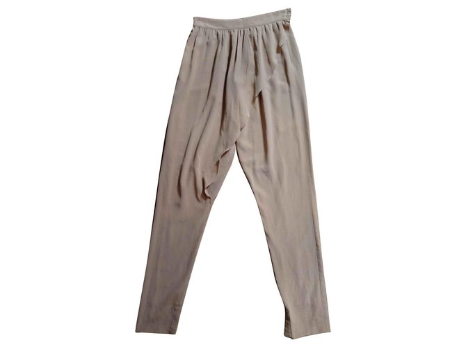 Chloé Pantalons, leggings Soie Caramel  ref.144659