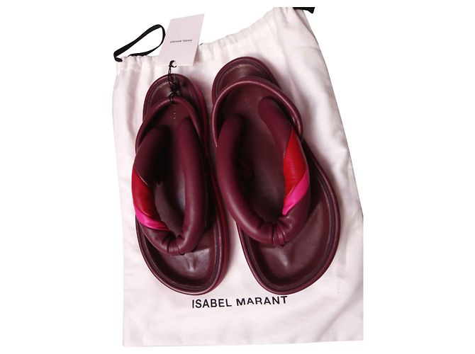 Isabel Marant Eckily Leder Flip Flops Lila Rosa
